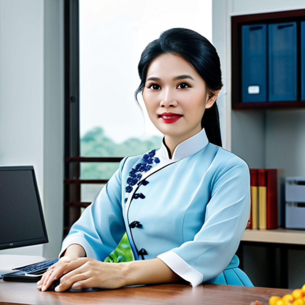 **

"A successful Vietnamese businesswoman in Hanoi, wearing a traditional Ao Dai in a modern office setting, fully clothed, modest attire, safe for work, professional, perfect anatomy, natural proportions, high-quality photography, appropriate content, family-friendly, daytime."

**