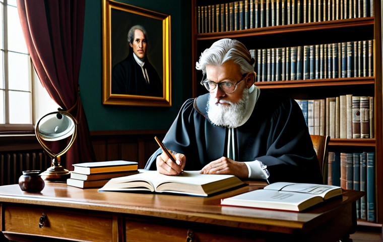 **

A well-lit study with a scholar, fully clothed in academic attire, surrounded by art books. The scene emphasizes intellectual engagement and thoughtful observation. Include details like a magnifying glass on a painting, a notepad with sketches, and soft, natural lighting.  Safe for work, appropriate content, professional, modest, perfect anatomy, natural proportions, high quality.

**