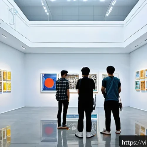 Home 29 미술평론가 교육 과정 - A modern contemporary art gallery interior in Ho Chi Minh City, featuring diverse artworks including...