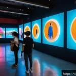 Home 16 미술평론가의 다양한 분야 연구 - A vibrant digital art gallery in Ho Chi Minh City featuring interactive VR and AR installations, div...